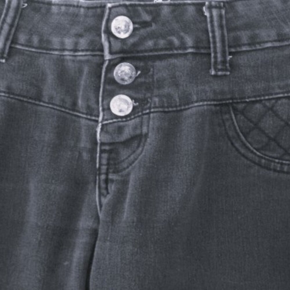 JEAN COLONY Womens Jeans Size 7-Black-Embroidered Button Closure-Spandex Stretch